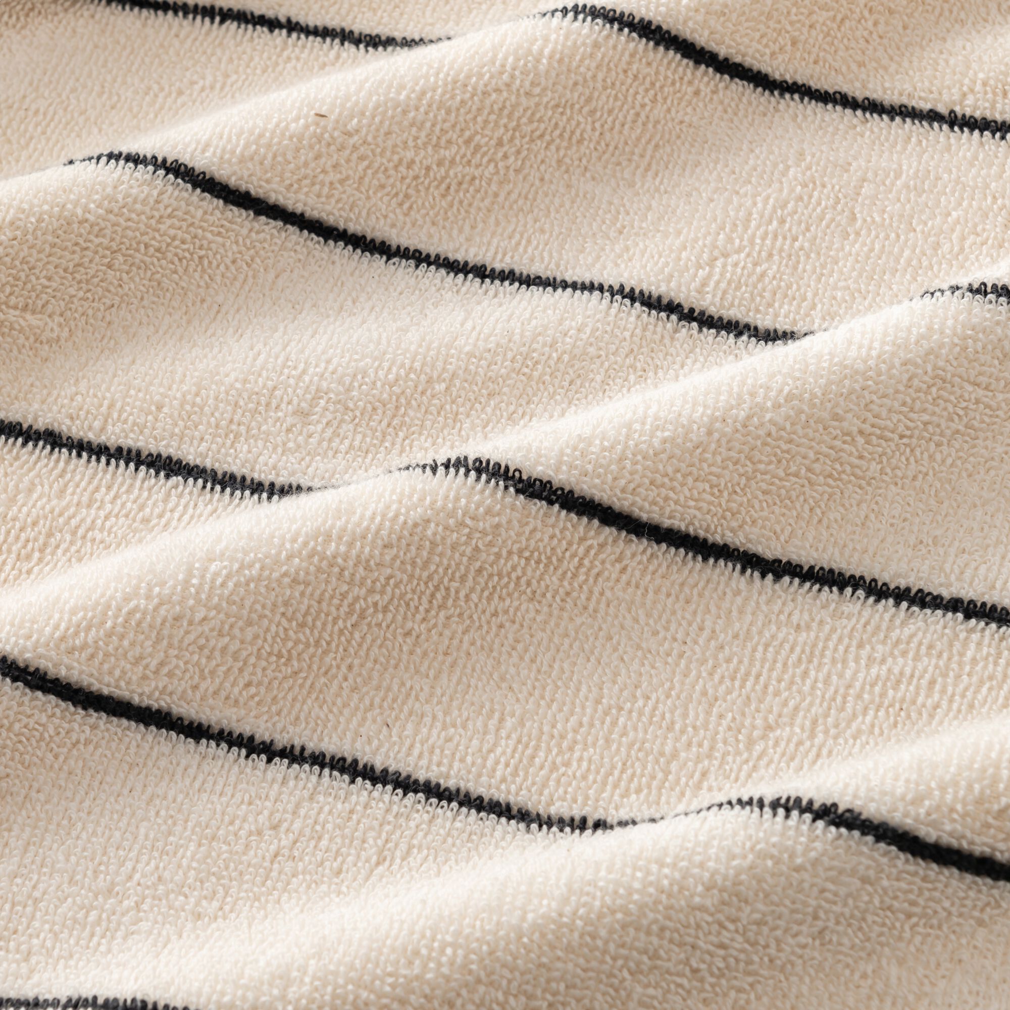 PISELLI - Drap de douche rayé en coton 70x140cm - beige
