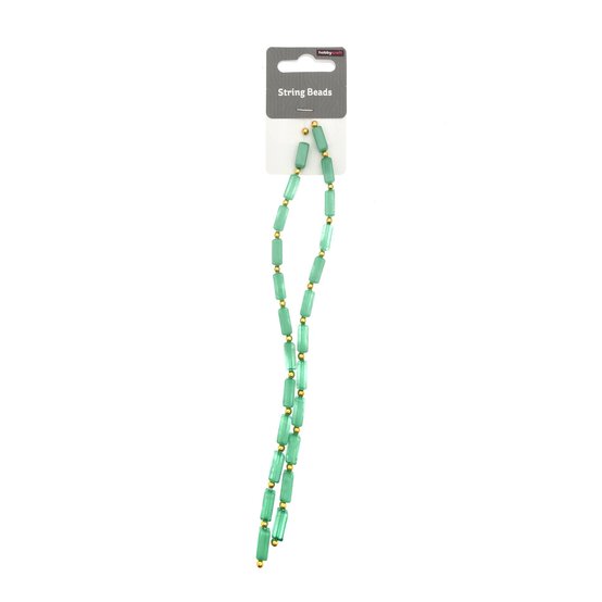 Green and Gold String Beads 18cm 2 Pack
