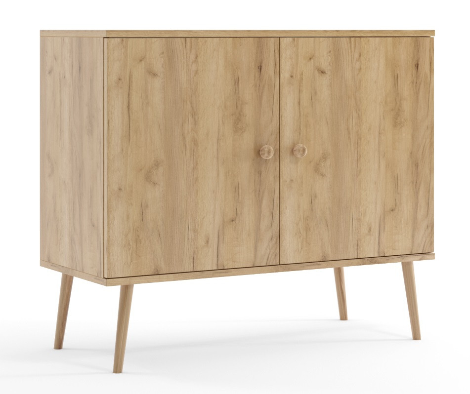 Komoda z półkami boho - Dąb craft złoty