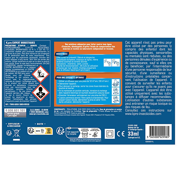 Diffuseur anti-moustiques liquide   1 recharge Kapo Expert