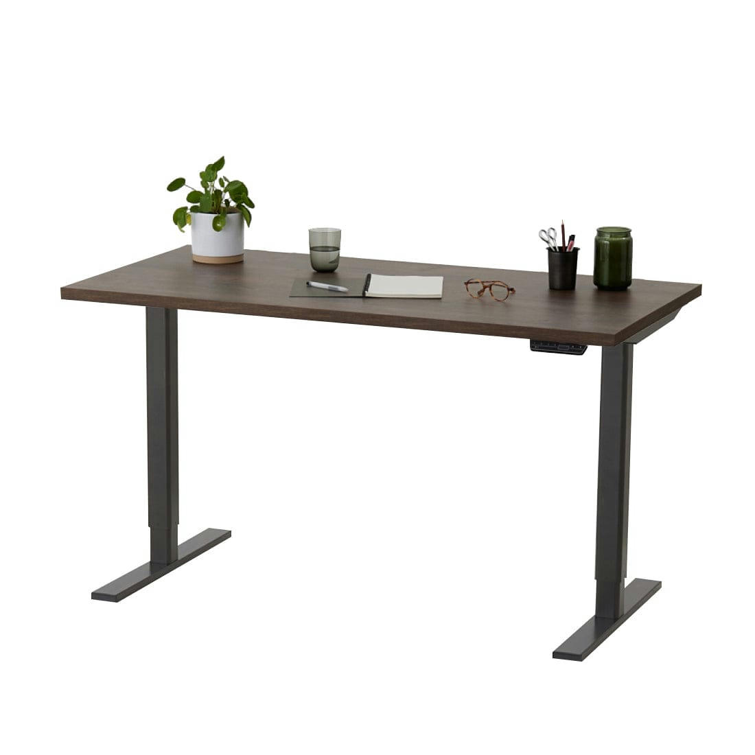 ELEVA PREMIUM - Bureau assis debout effet bois sauvage 180x80x3cm