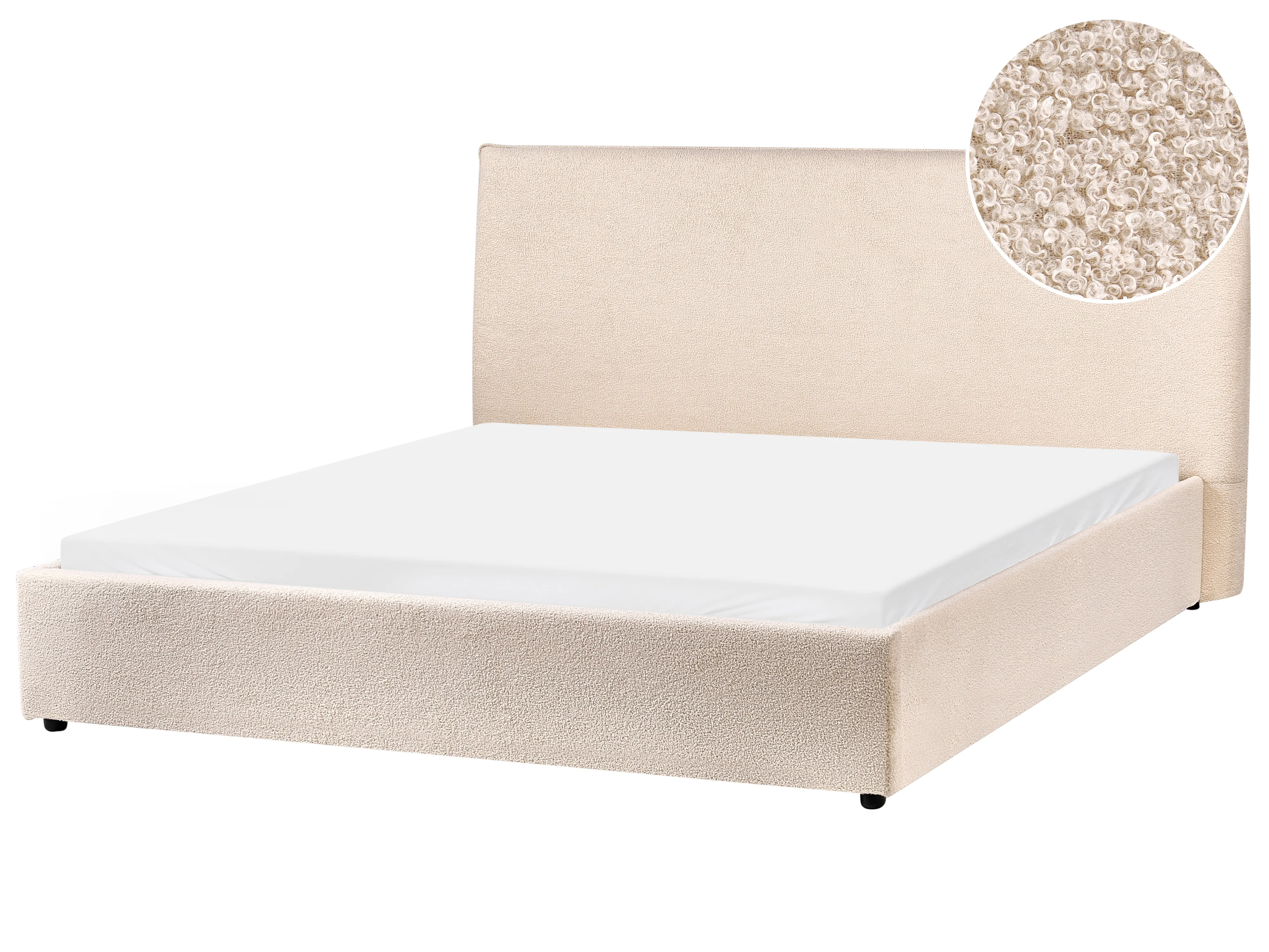 Waterbed Boucle LAVAUR 160 x 200 cm (EU King Size) Beige