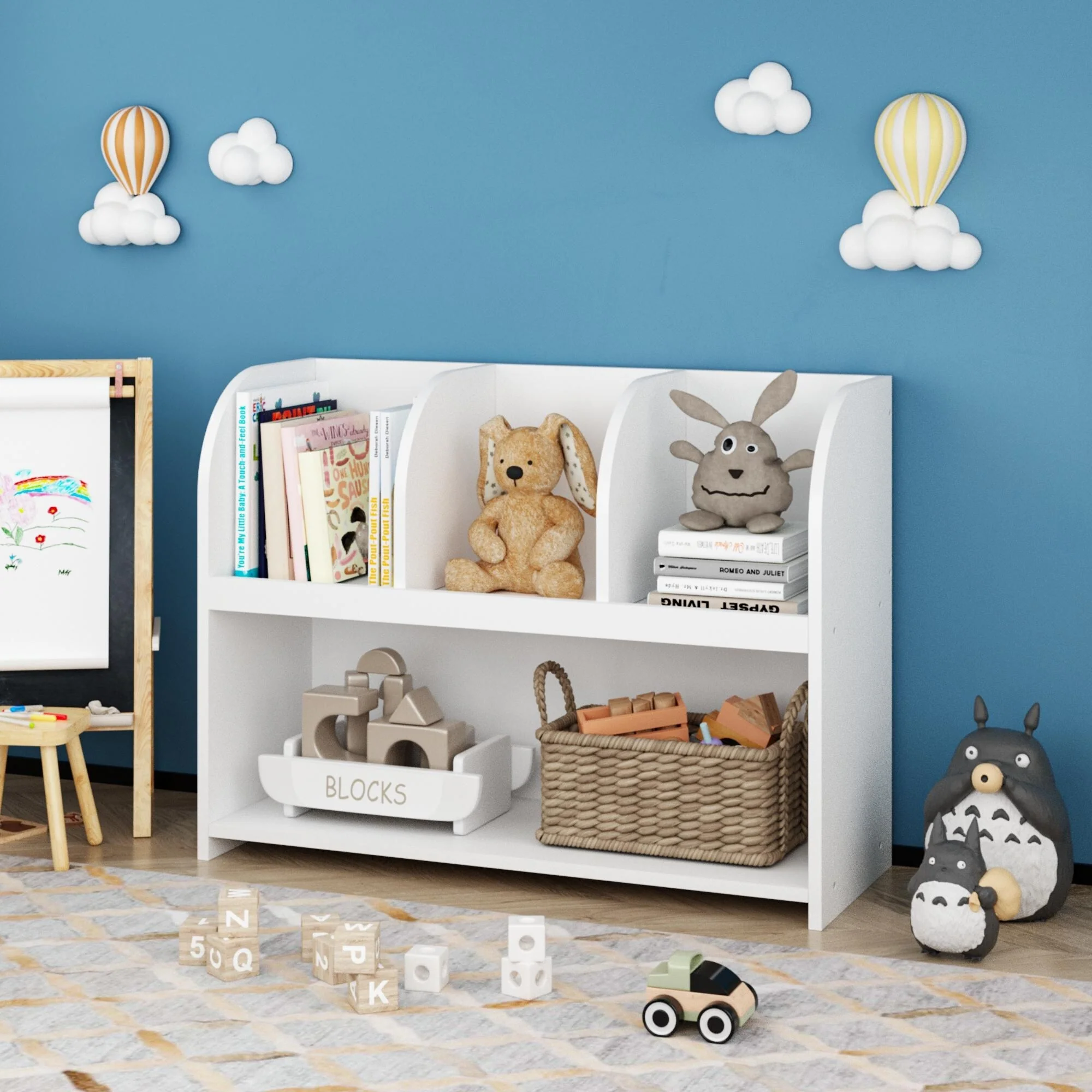 Kids Bookcase with 4 Compartments