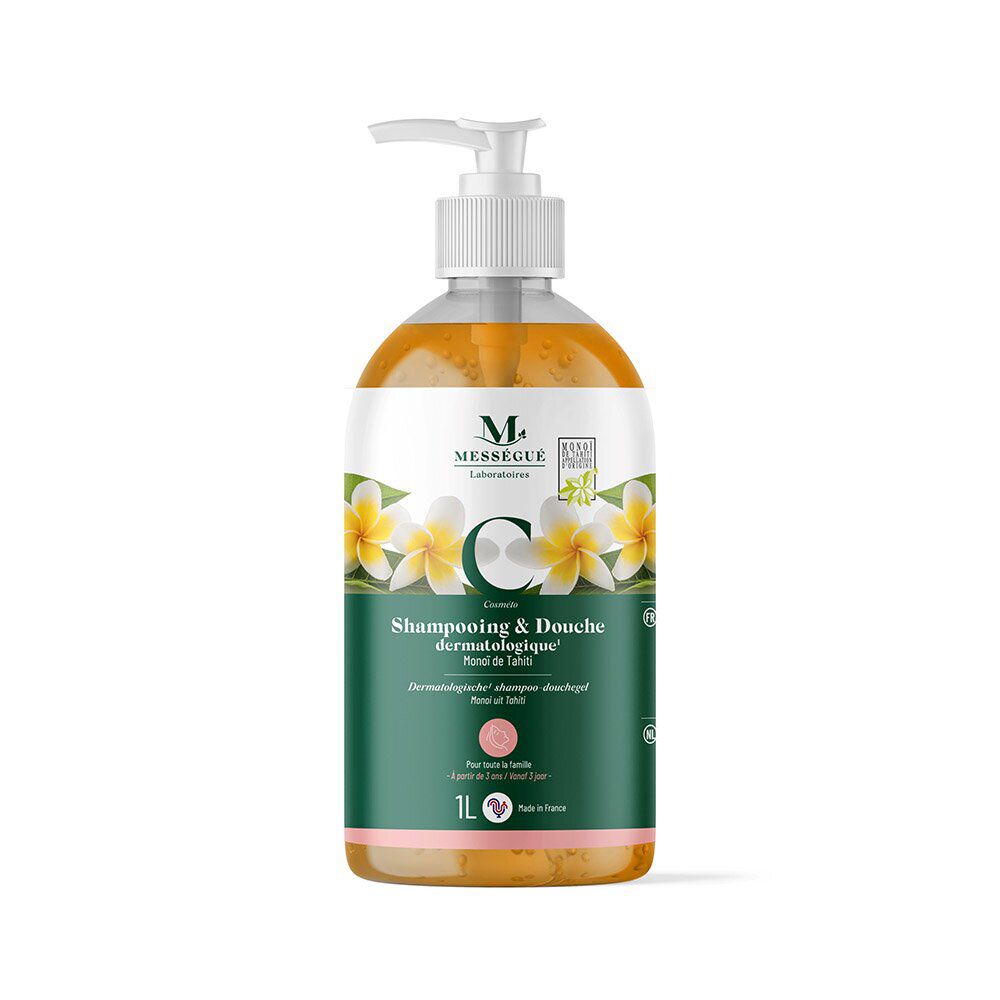 Shampoing et douche dermatologique monoï de tahiti Mességué 1L