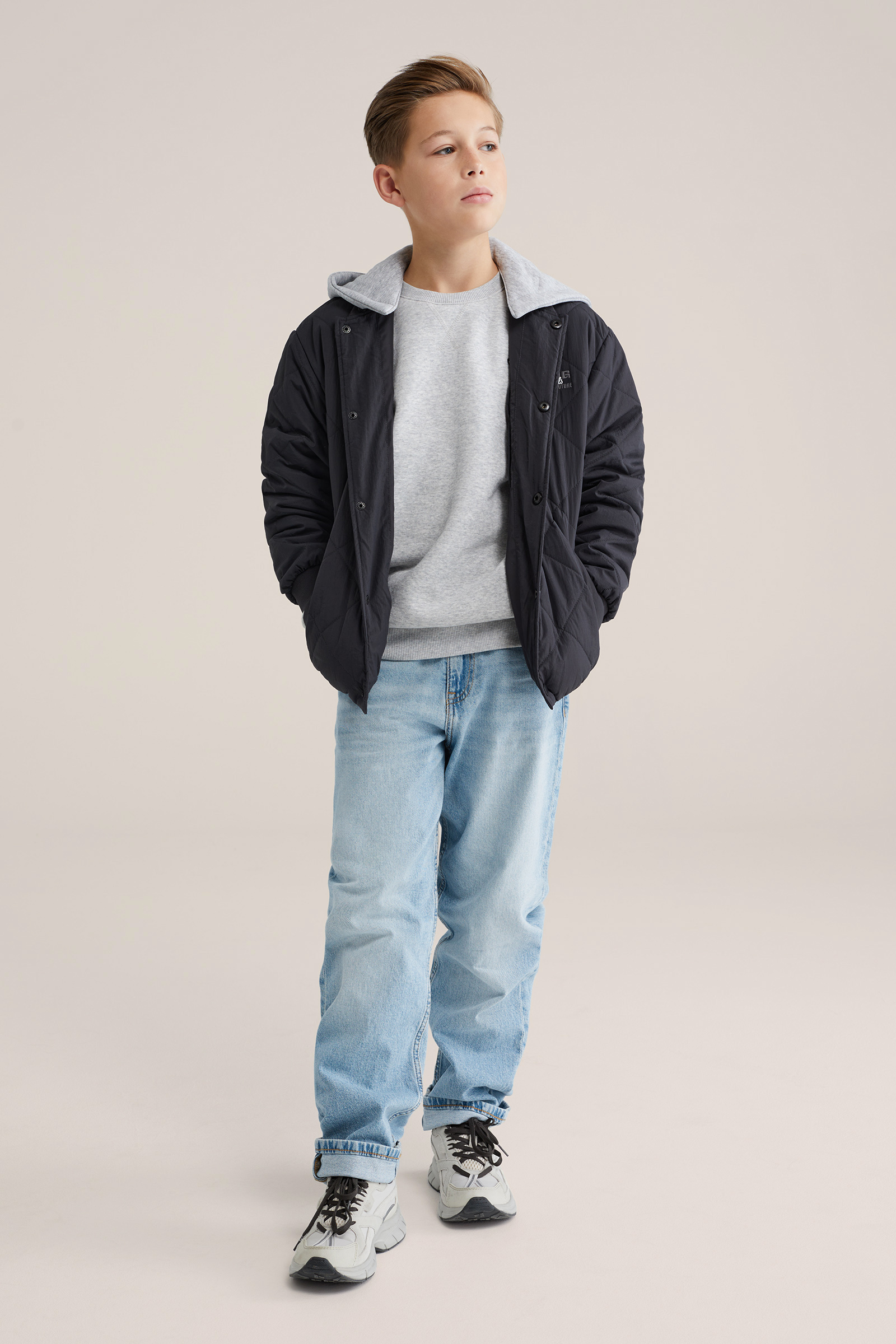 Jongens gewatteerde bomberjack met afneembare capuchon
