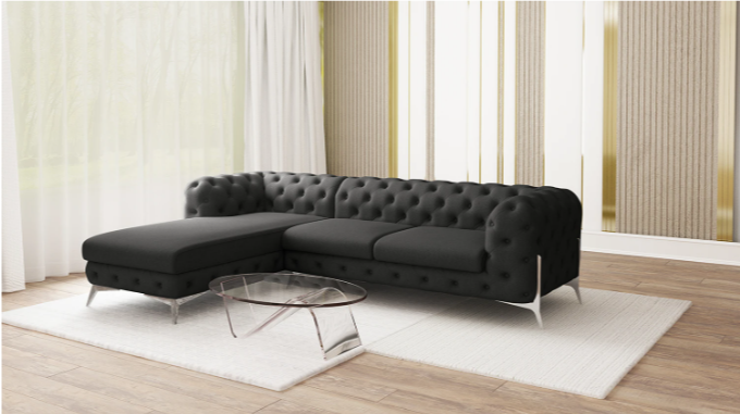 Ropez Chelsea Bis narożnik 305x200 lewy mikrofibra czarny