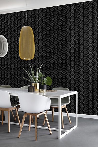 ESTAhome papier peint baroque noir 53 cm x 10.05 m