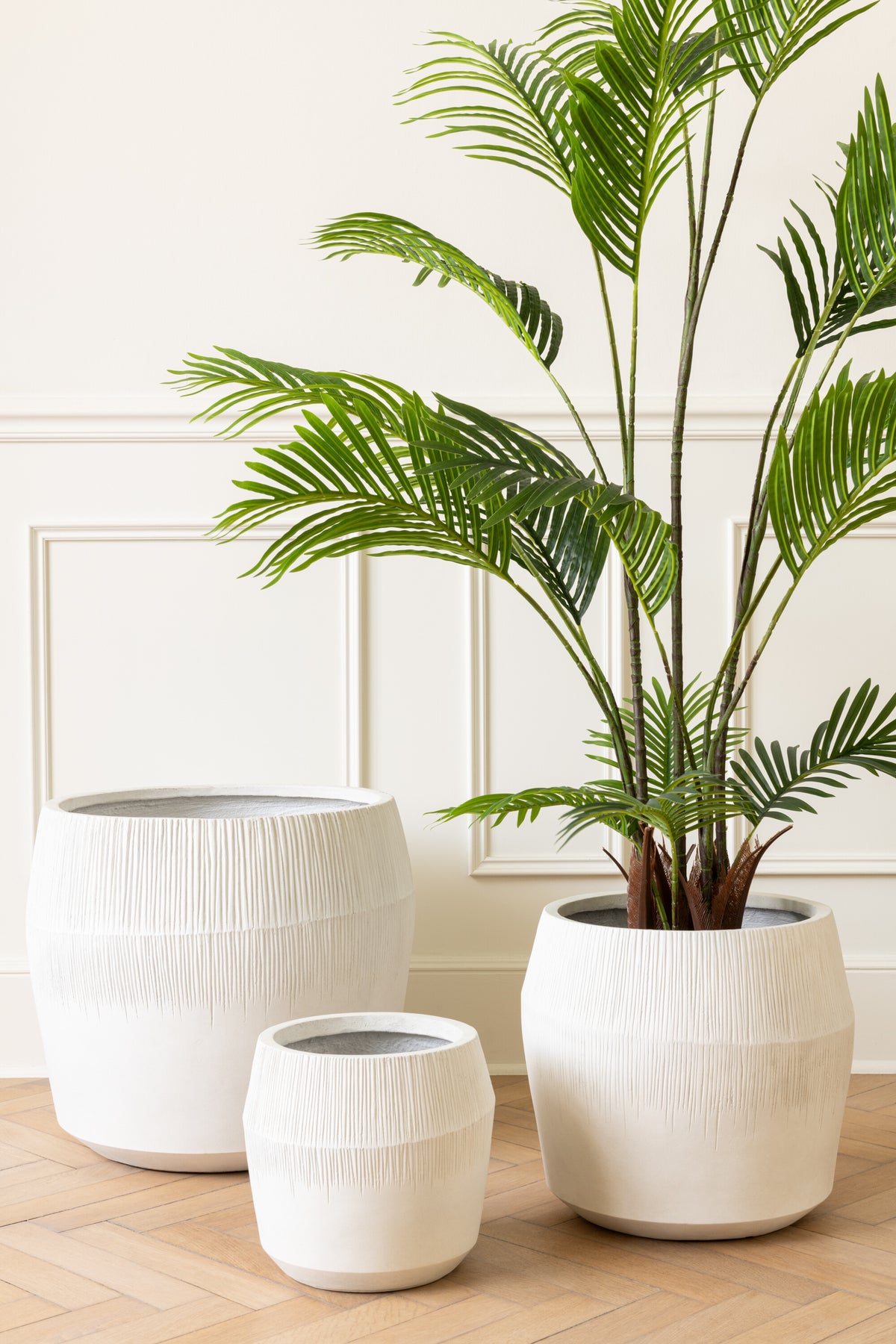 J-Line bloempot Vezelklei - keramiek - wit - 3 stuks - Ø 50.5 cm