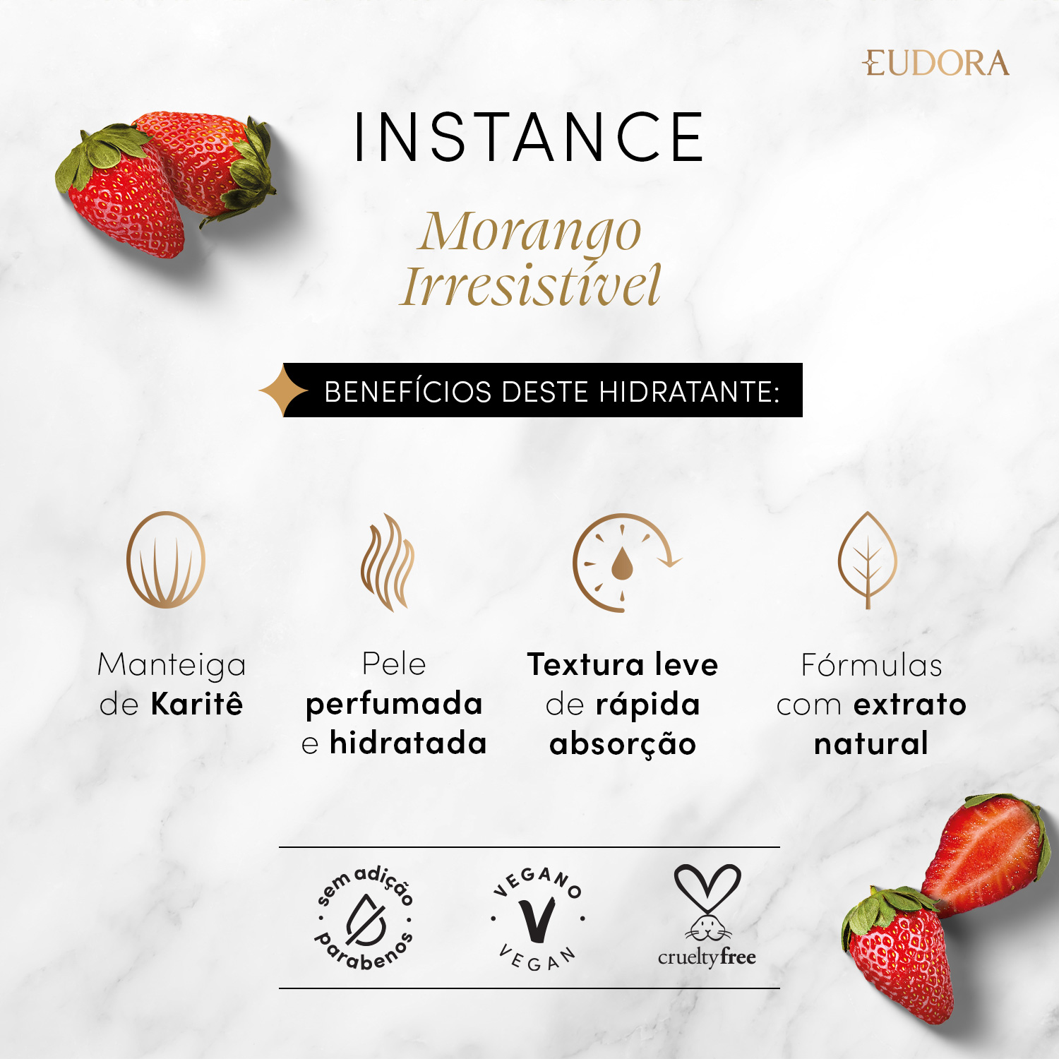 Creme Hidratante Desodorante Corporal Instance Morango Irresistível 400ml