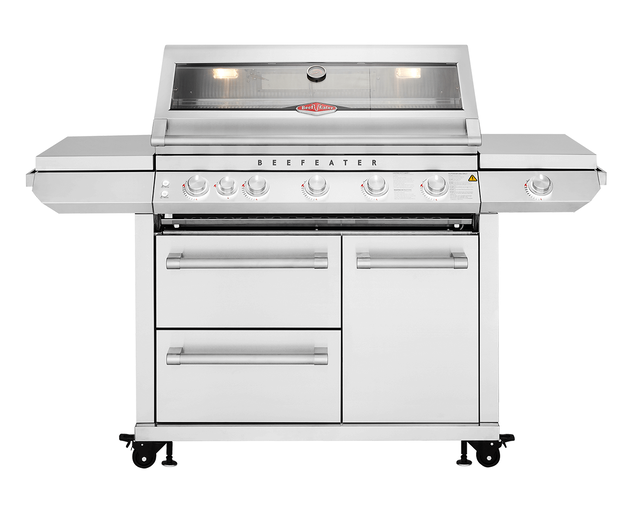 BeefEater 7000 Premium 5 Burner Flame Failure BBQ on Side Burner Cart