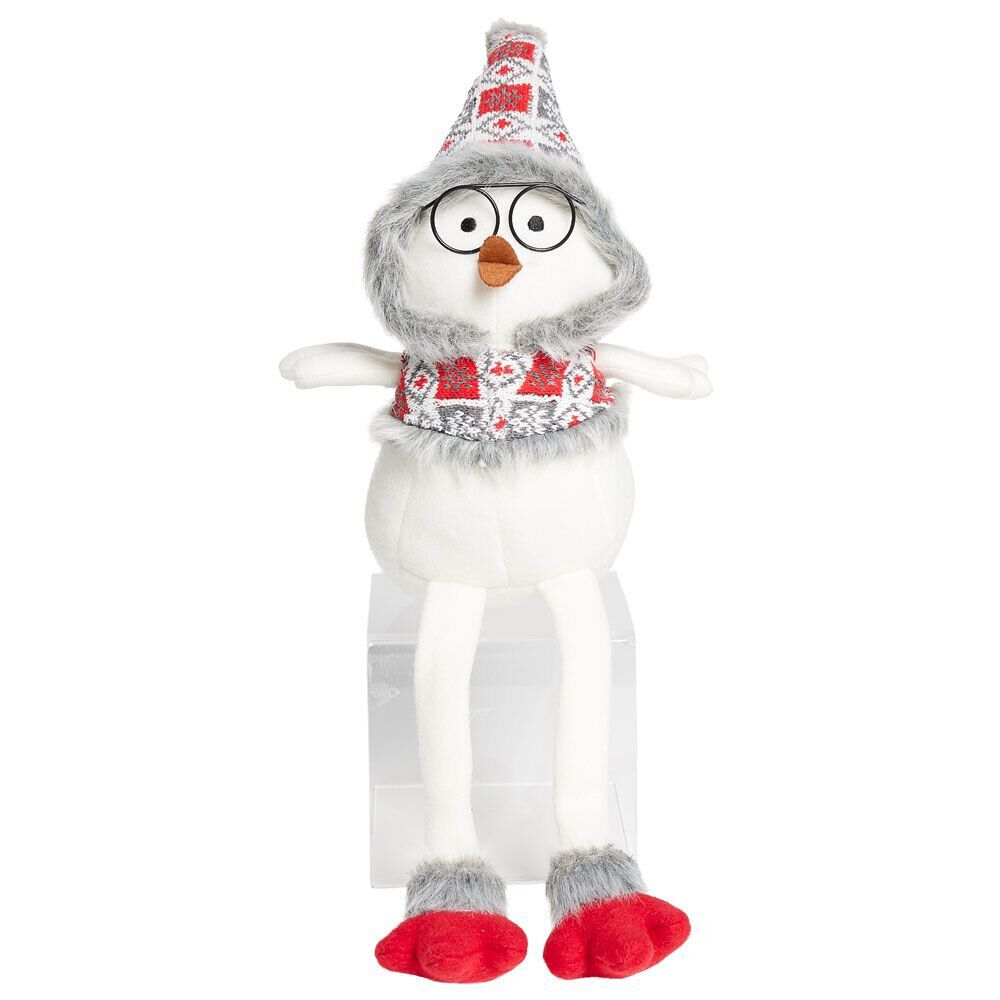 Oiseau assis déco No&euml;l avec pattes pendantes H54cm