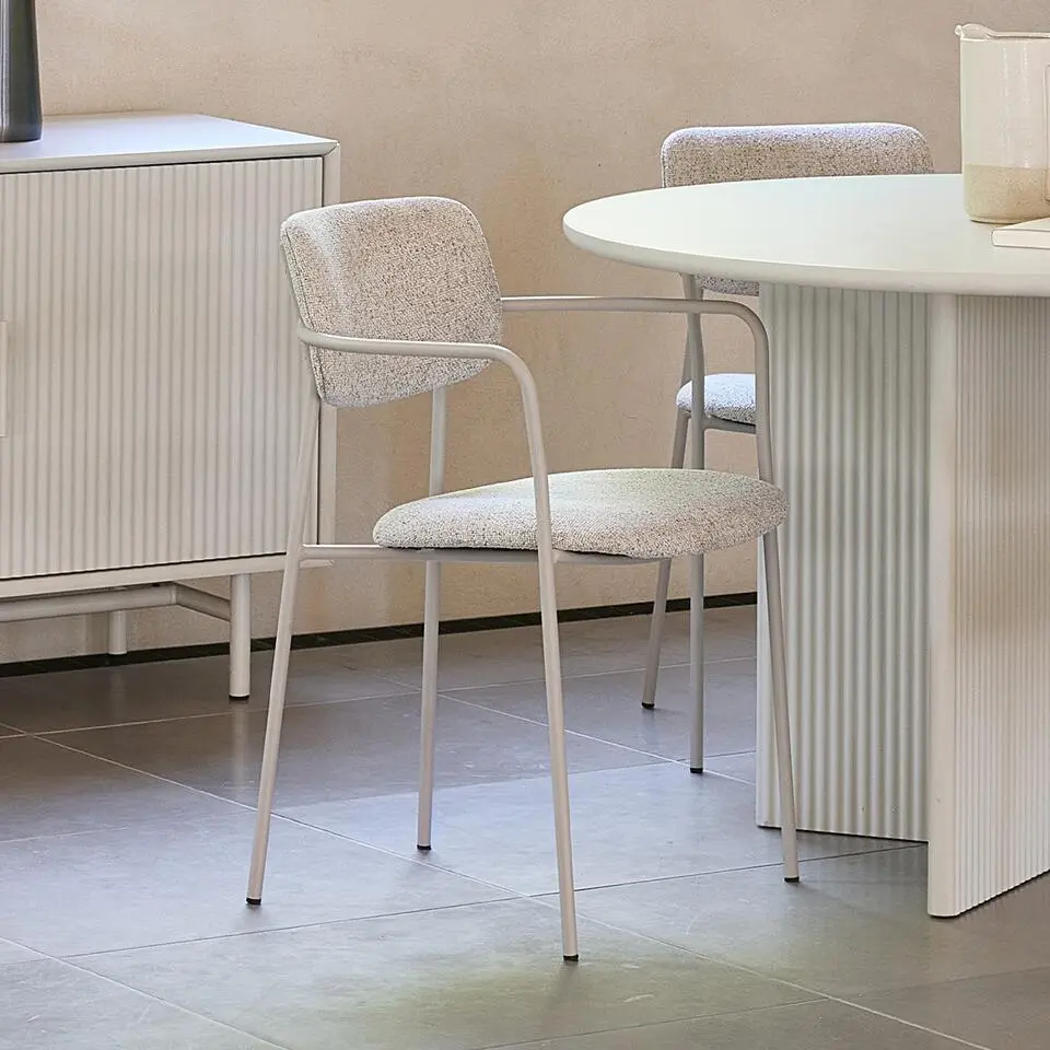 Olivine Chase Metalen Eetkamerstoel Lichtgrijs Gem&ecirc;leerd