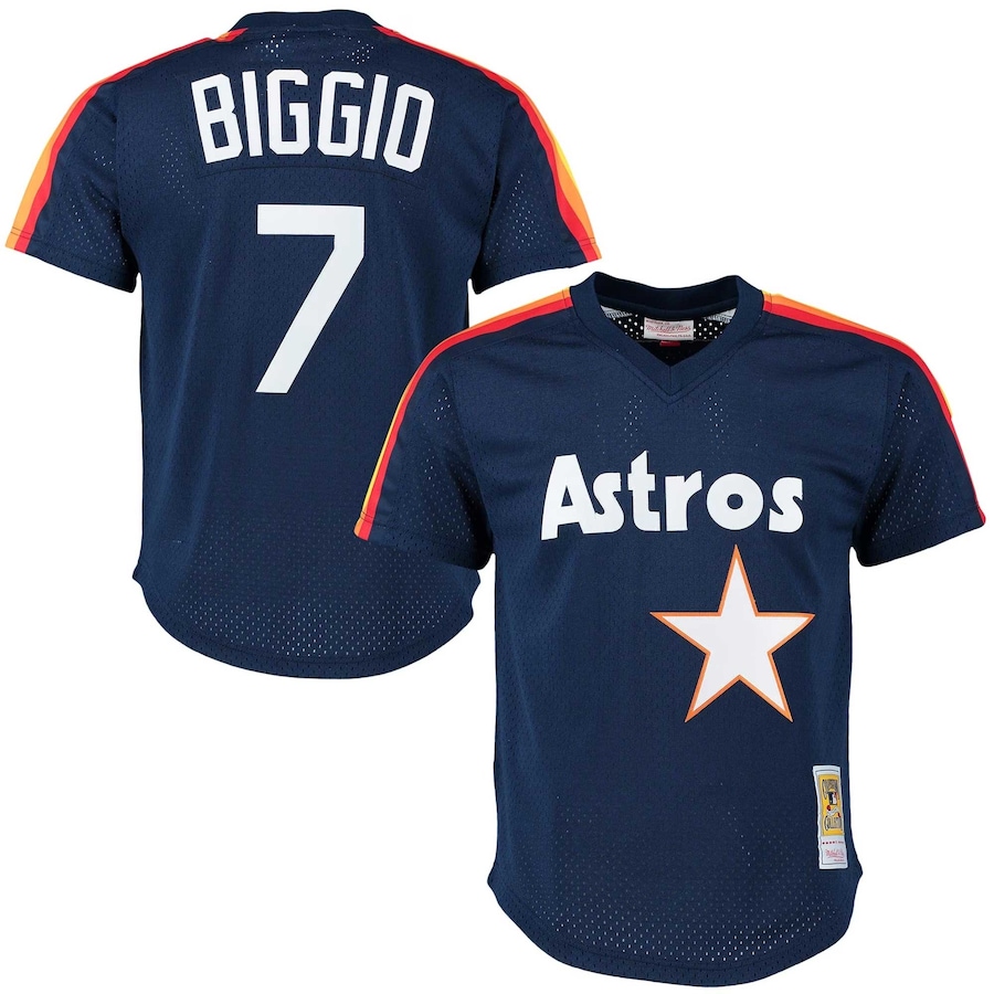 Craig Biggio Houston Astros 1991 Cooperstown Collection Mesh Pullover Jersey - Navy