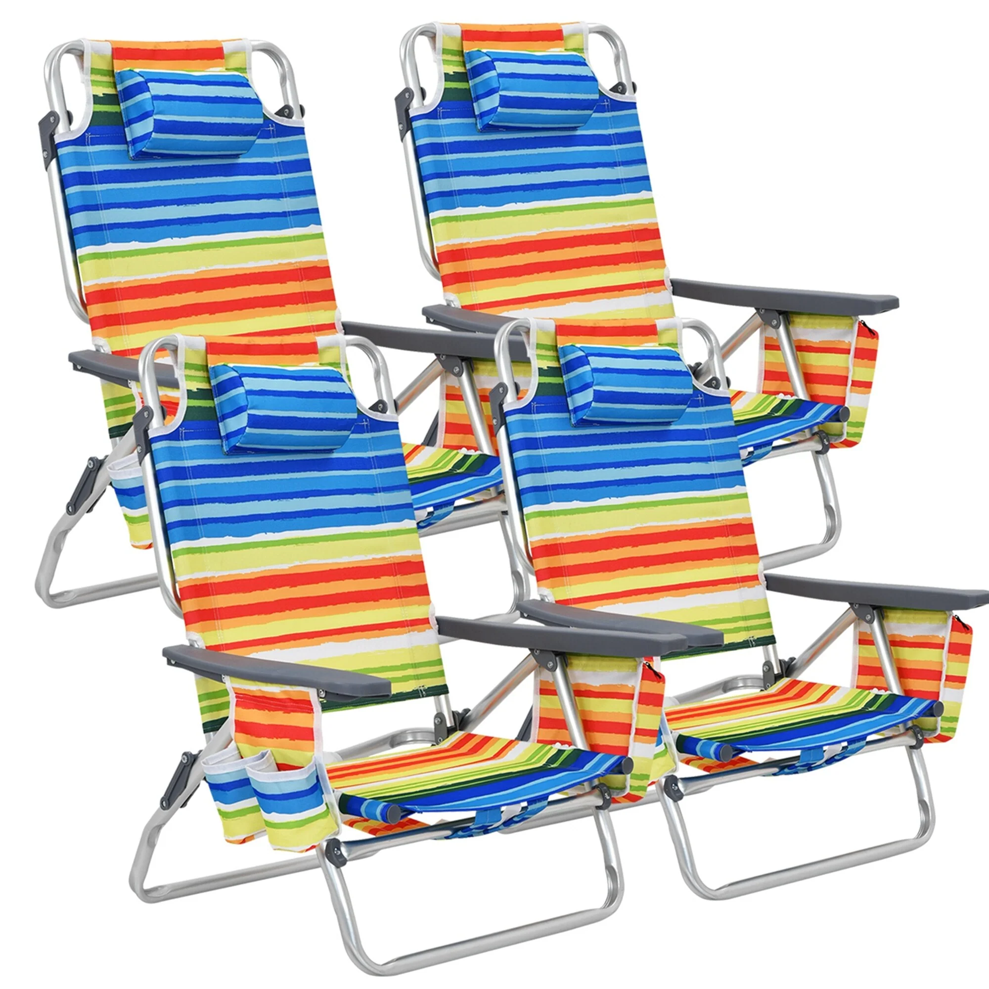 Costway 4-Pack Folding Backpack Beach Chair 5-Position Outdoor - See Details