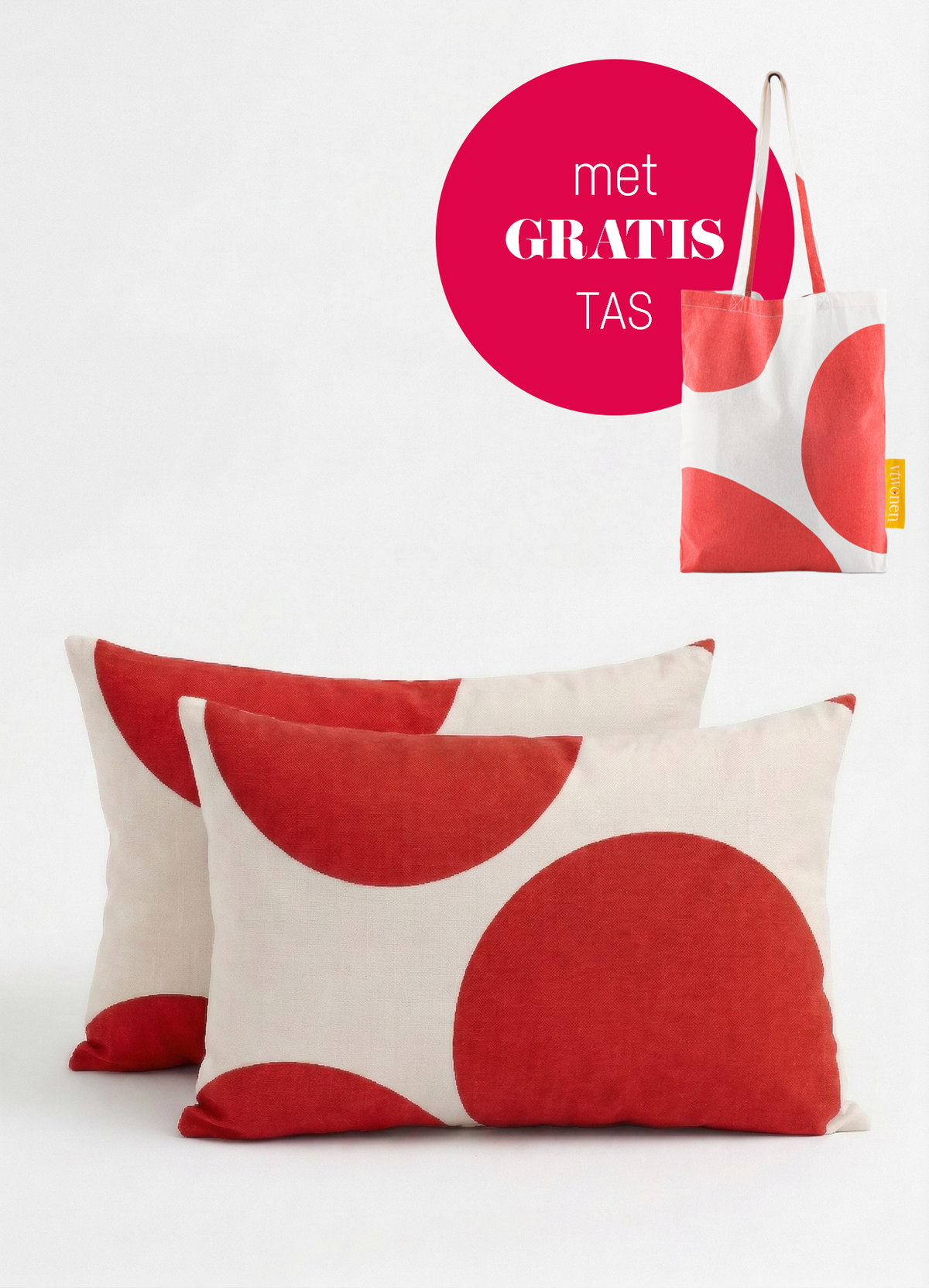 vtwonen - Sierkussens - Stippen - Set van 2 - Rood - 50x70cm