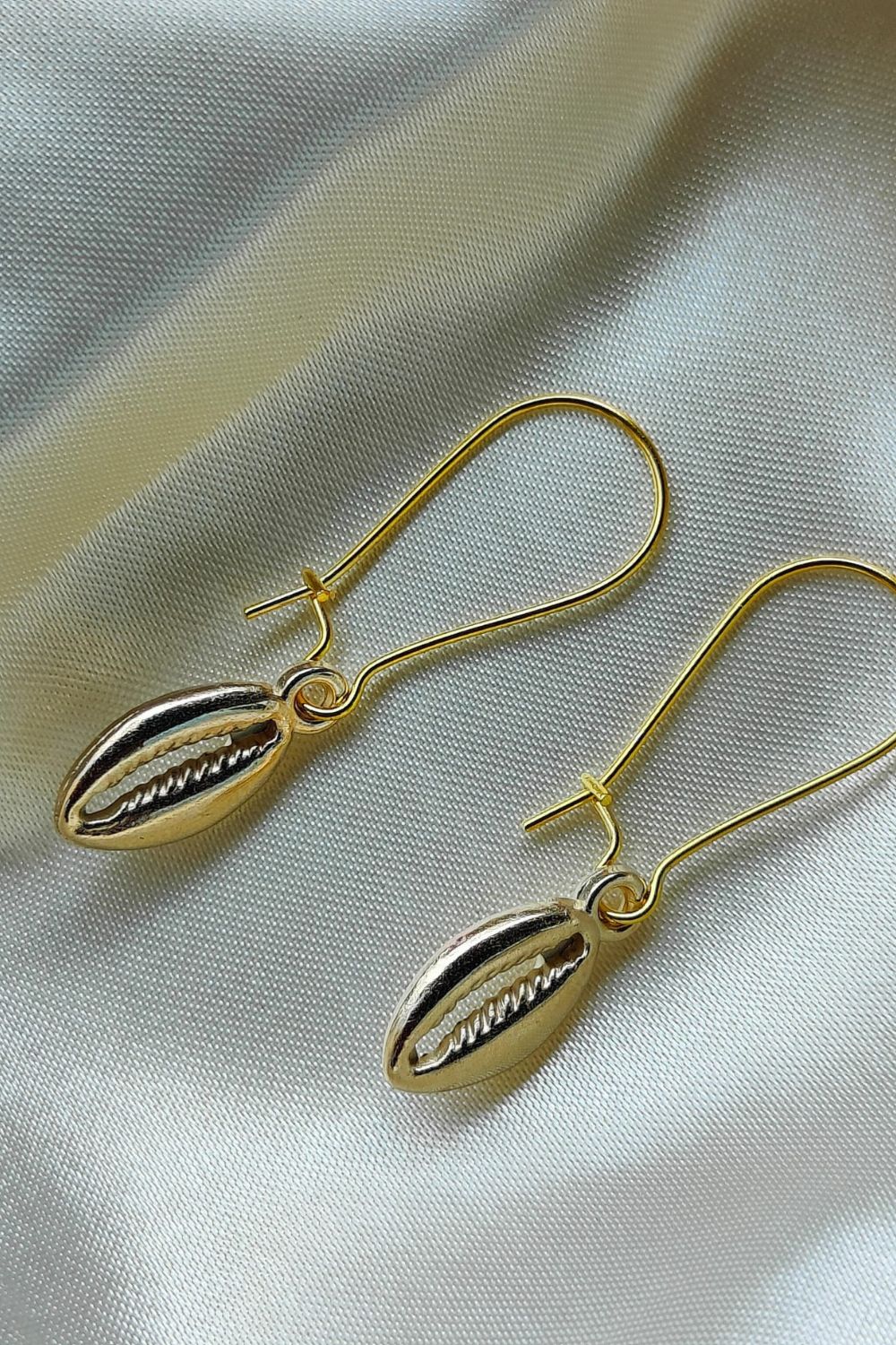 The Colourful Aura Long Cowrie Sea Shell Charm Dangle Earrings