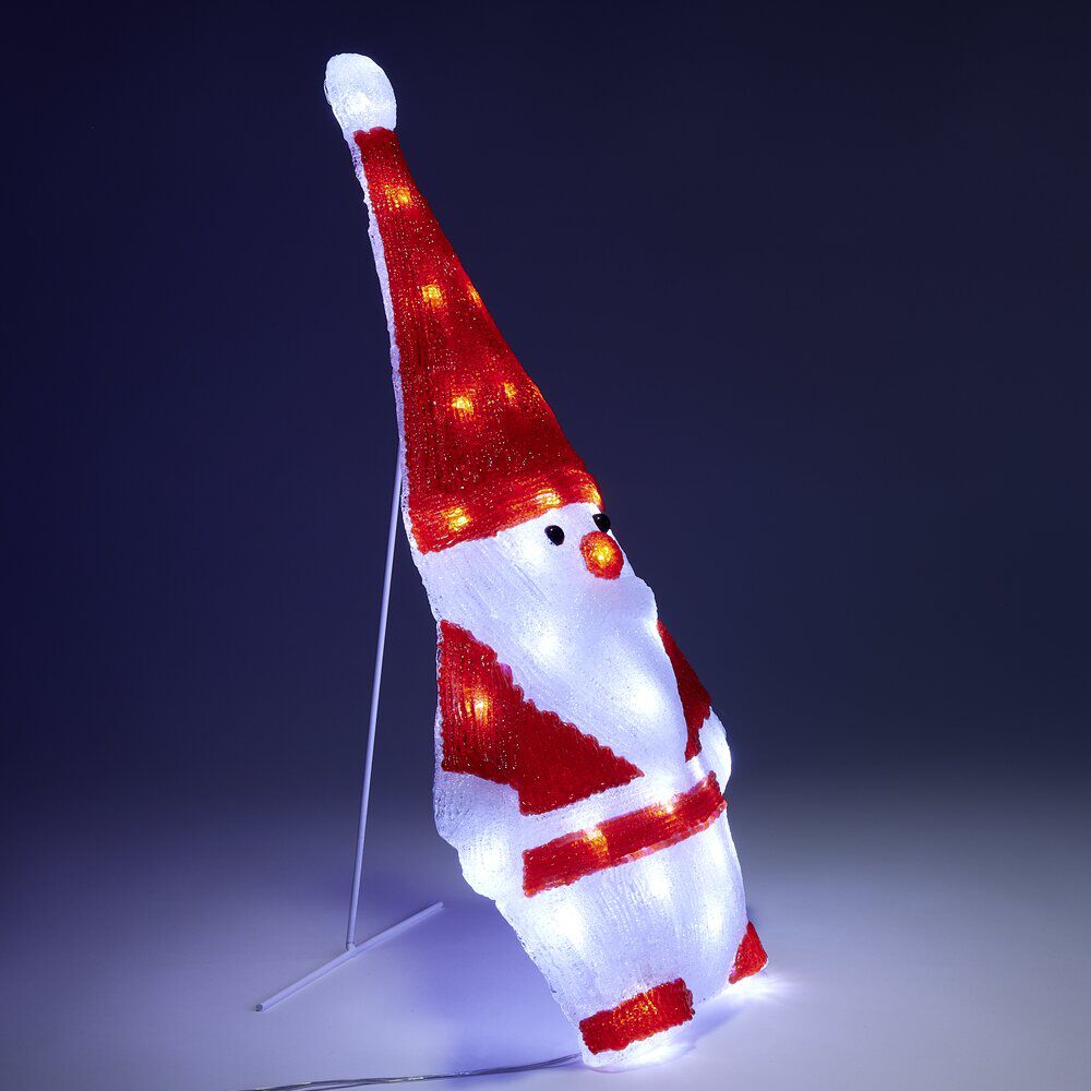 Père No&euml;l 2D lumineux 30LED acrylique rouge et blanc H51 cm