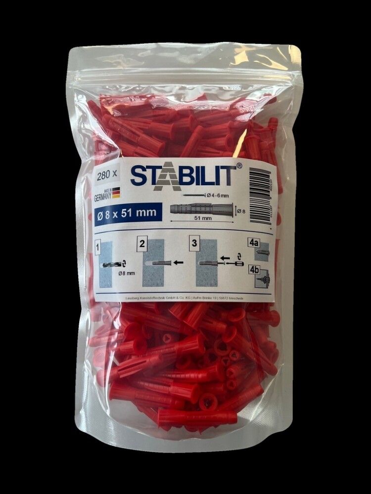 UNIVERSALPLUGG STABILIT 8X51MM 280STK RØD