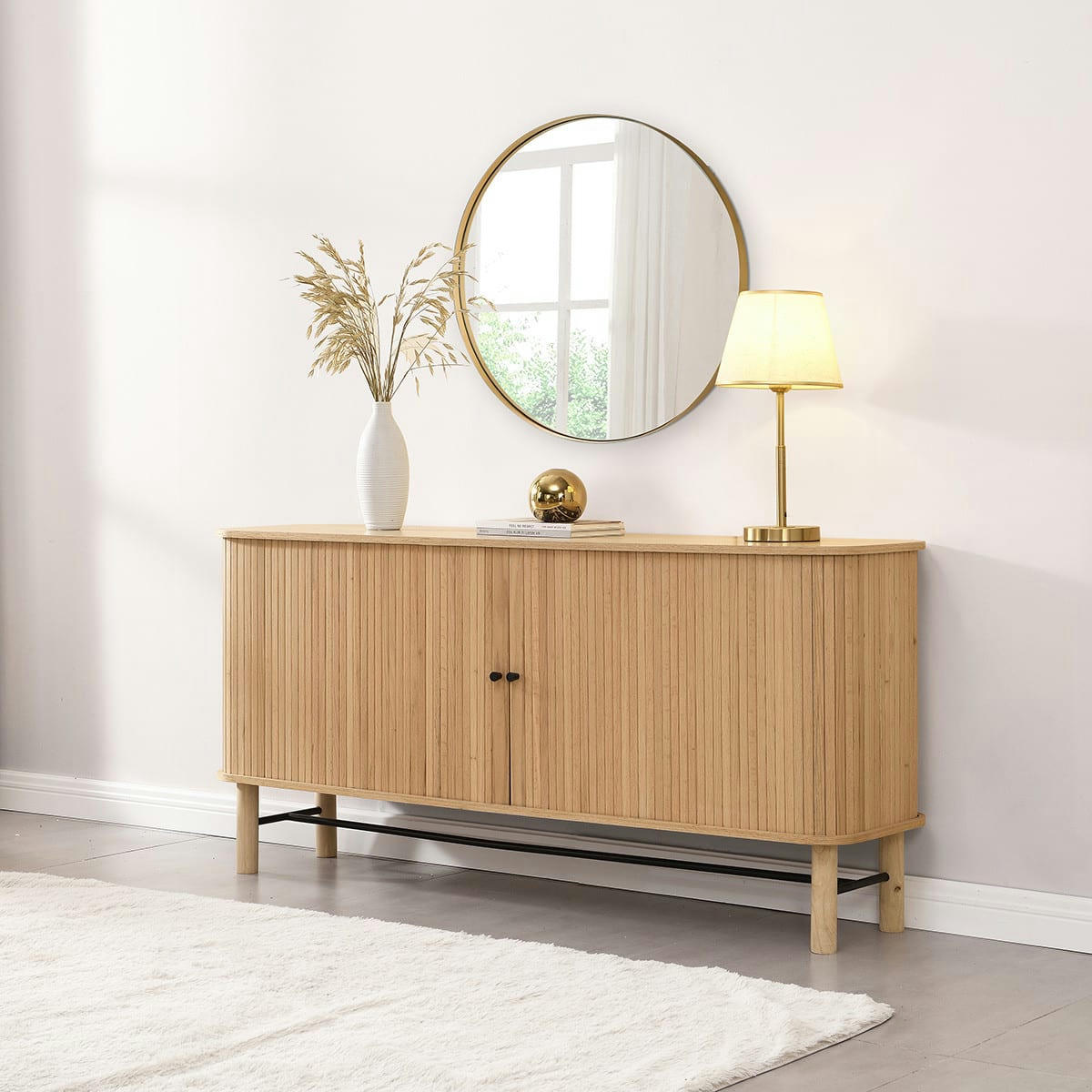 LINO - Buffet à portes coulissantes bois 160 cm