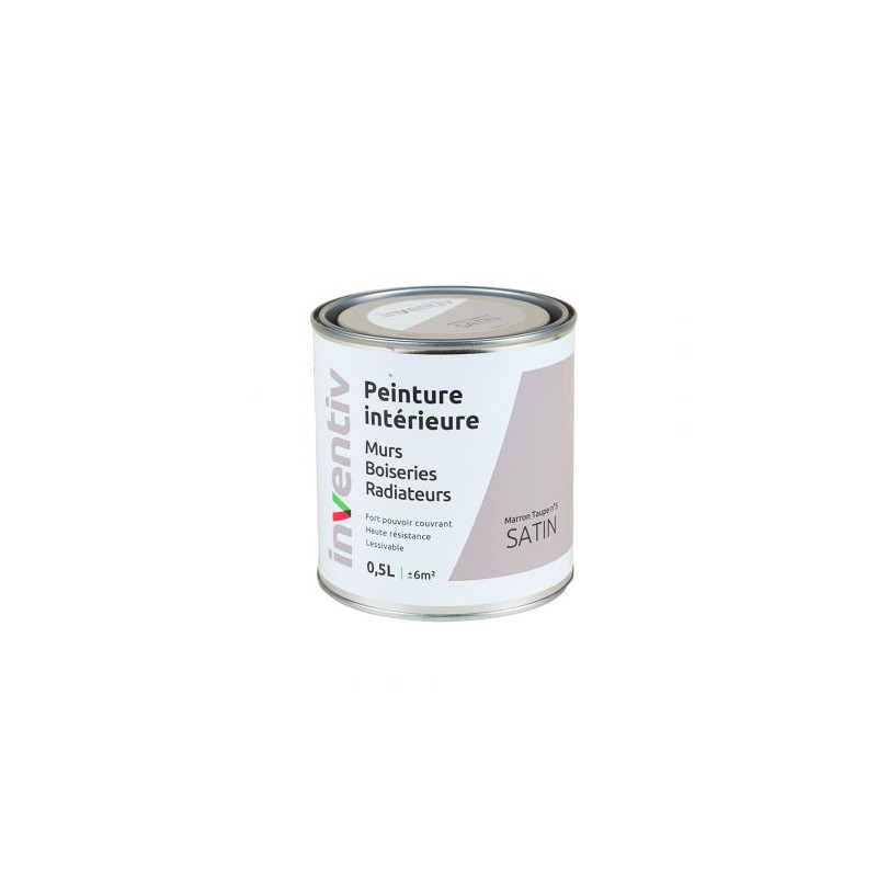 Peinture pour mur boiserie radiateur Marron Taupe n°5 satiné 0,5 L INVENTIV