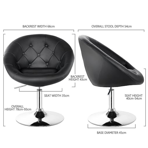 NNECW Swivel Round Tufted Back Chair Accent Chair with PU Leather and Chromed Base