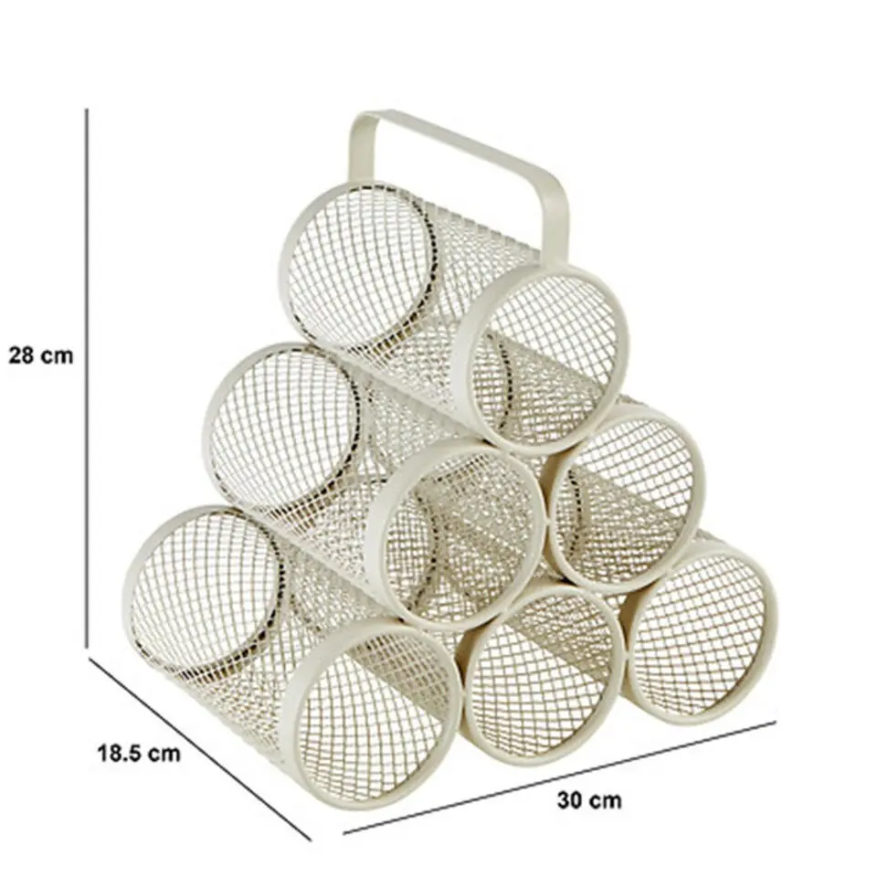 5Five Wijnrek - metaal - voor 6 flessen - beige - 28 x 18 x 25 cm