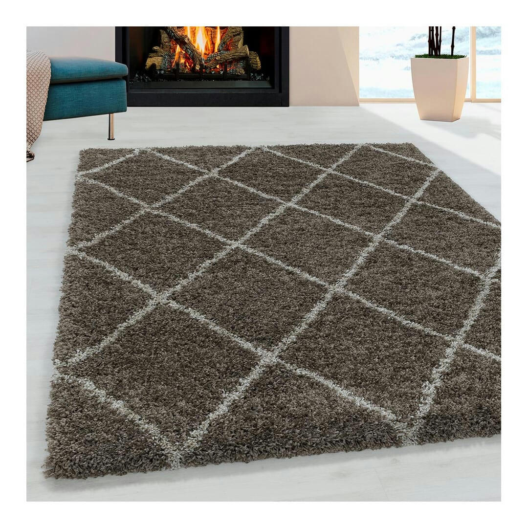 CHANTECLER - Tapis géométrique scandinave en polypropylène taupe 120x170