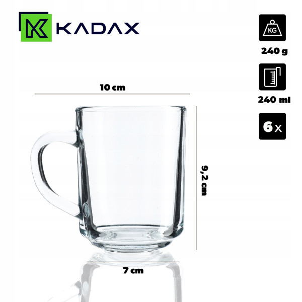 Kadax Szklanki Do Herbaty Kawy 240ml Komplet 6szt