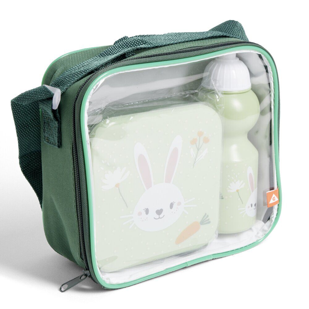 Lunchbox enfant 720ml avec gourde 350ml et sac de transport lapin vert
