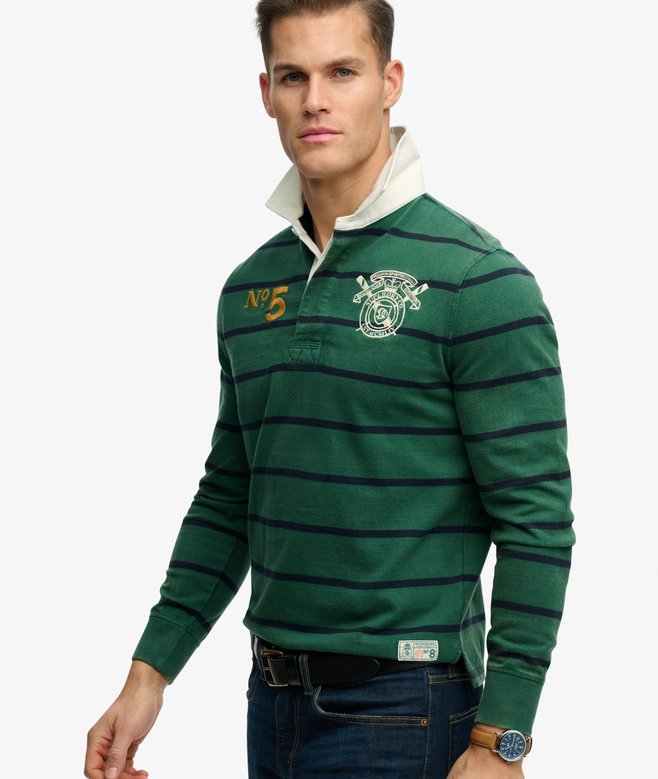 Double Emblem Stripe Rugby Top