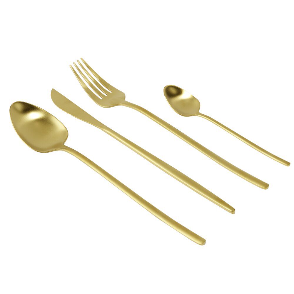 Ménagère 16 pcs inox L16X25XH7 cm doré