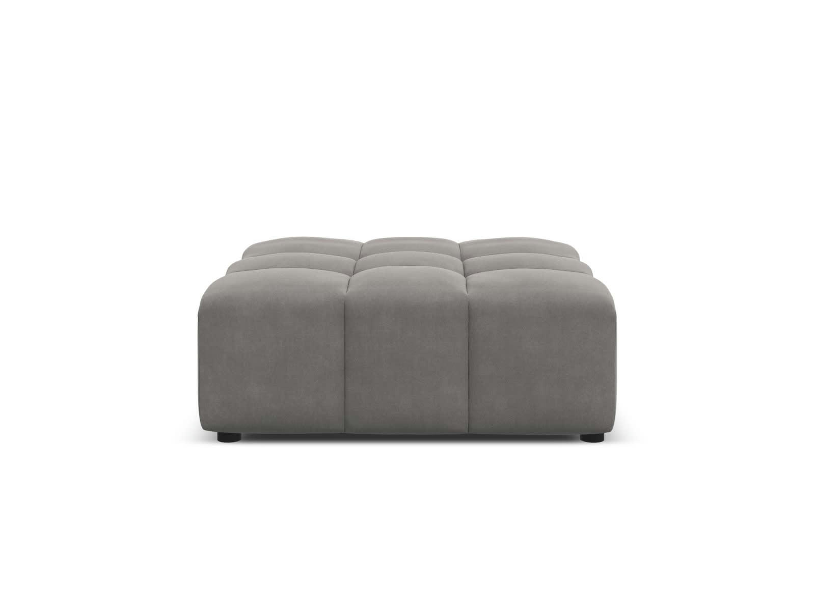 LUC - Pouf en tissu velours gris clair
