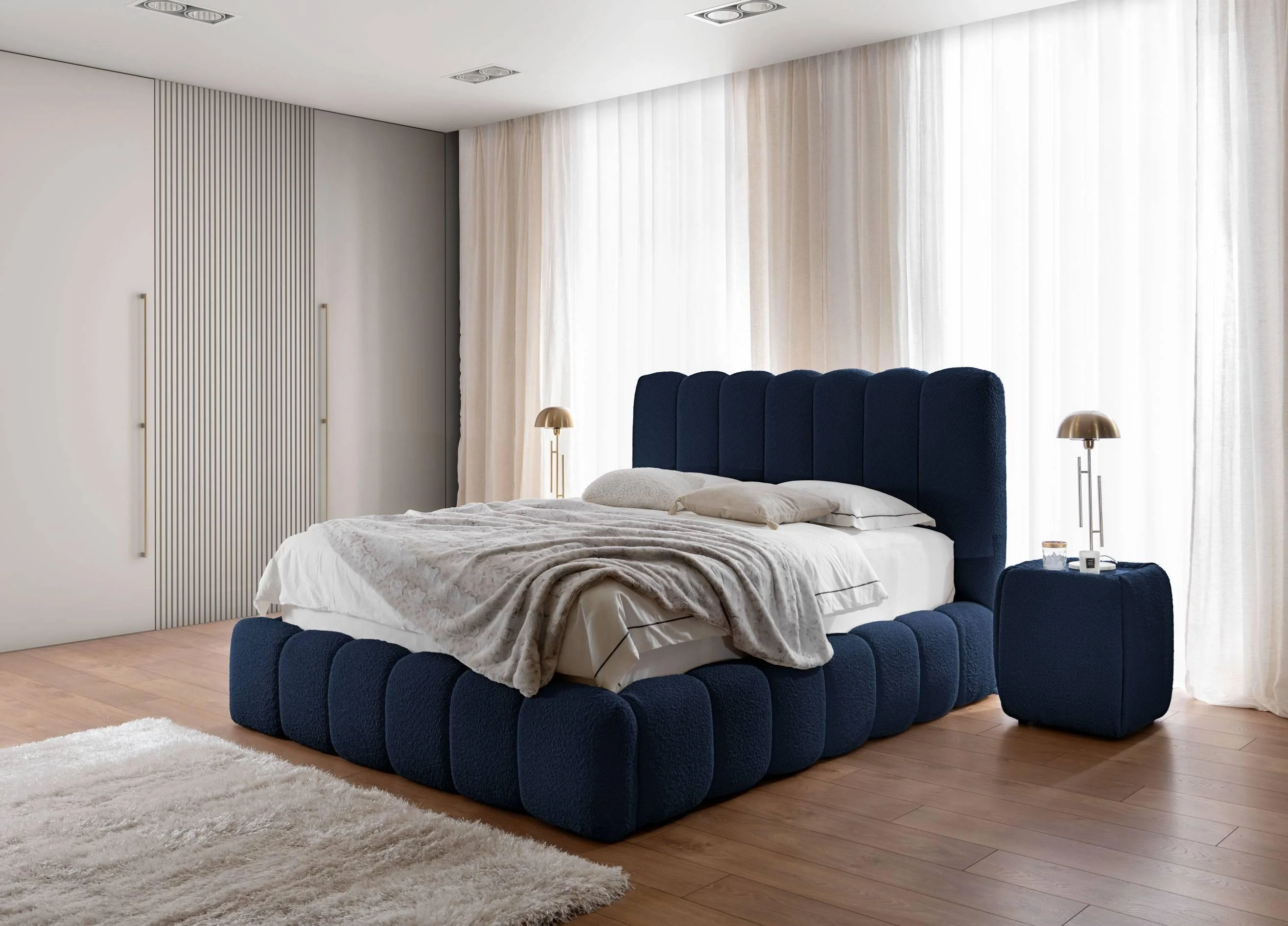 Bedframe Cisco bouclé met opbergruimte 180 x 200 cm