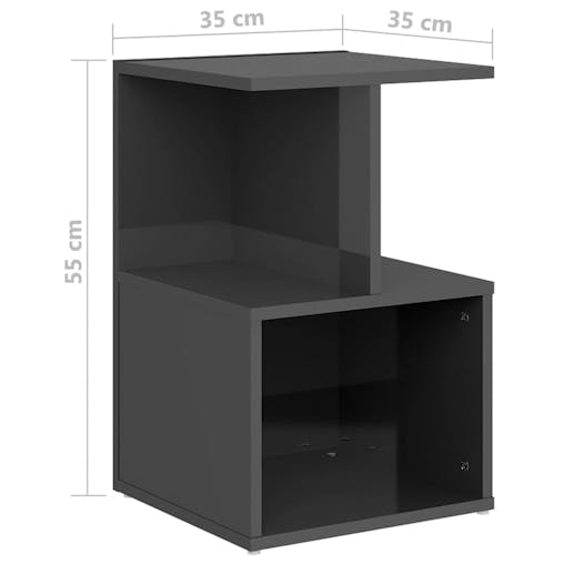 NNEVL Bedside Cabinet High Gloss Grey 35x35x55 cm Chipboard