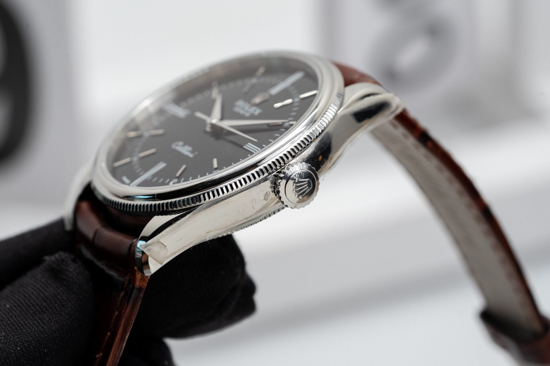 Rolex Cellini 50509 316L Steel Black Dial 39mm Leather MKSF Replica