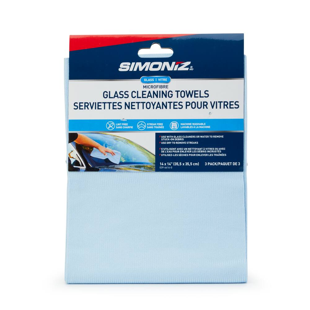 SIMONIZ Microfibre Cleaning Towels, Blue, 3-pk