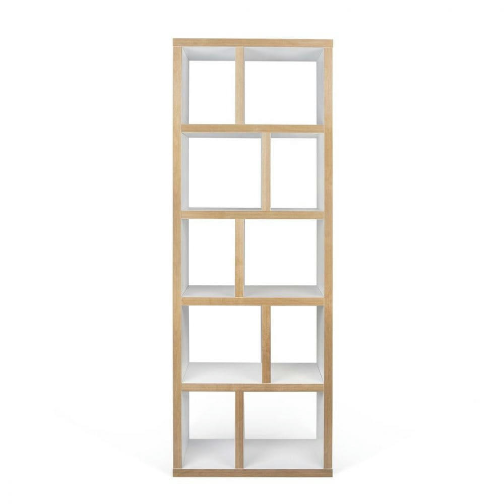 BERLIN - Bibliothèque effet bois blanc laqué et multiplis