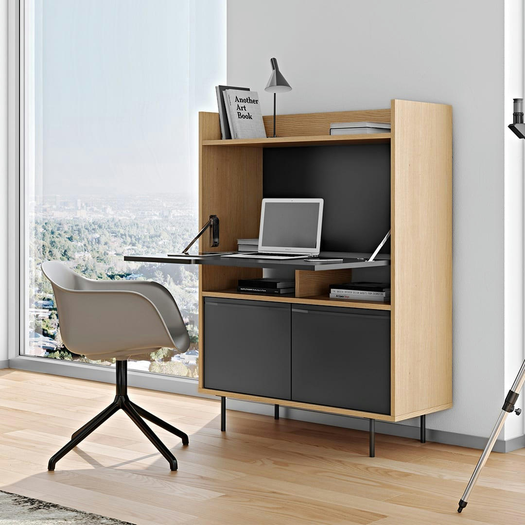 LIME - Bureau  placage chêne et noir laqué