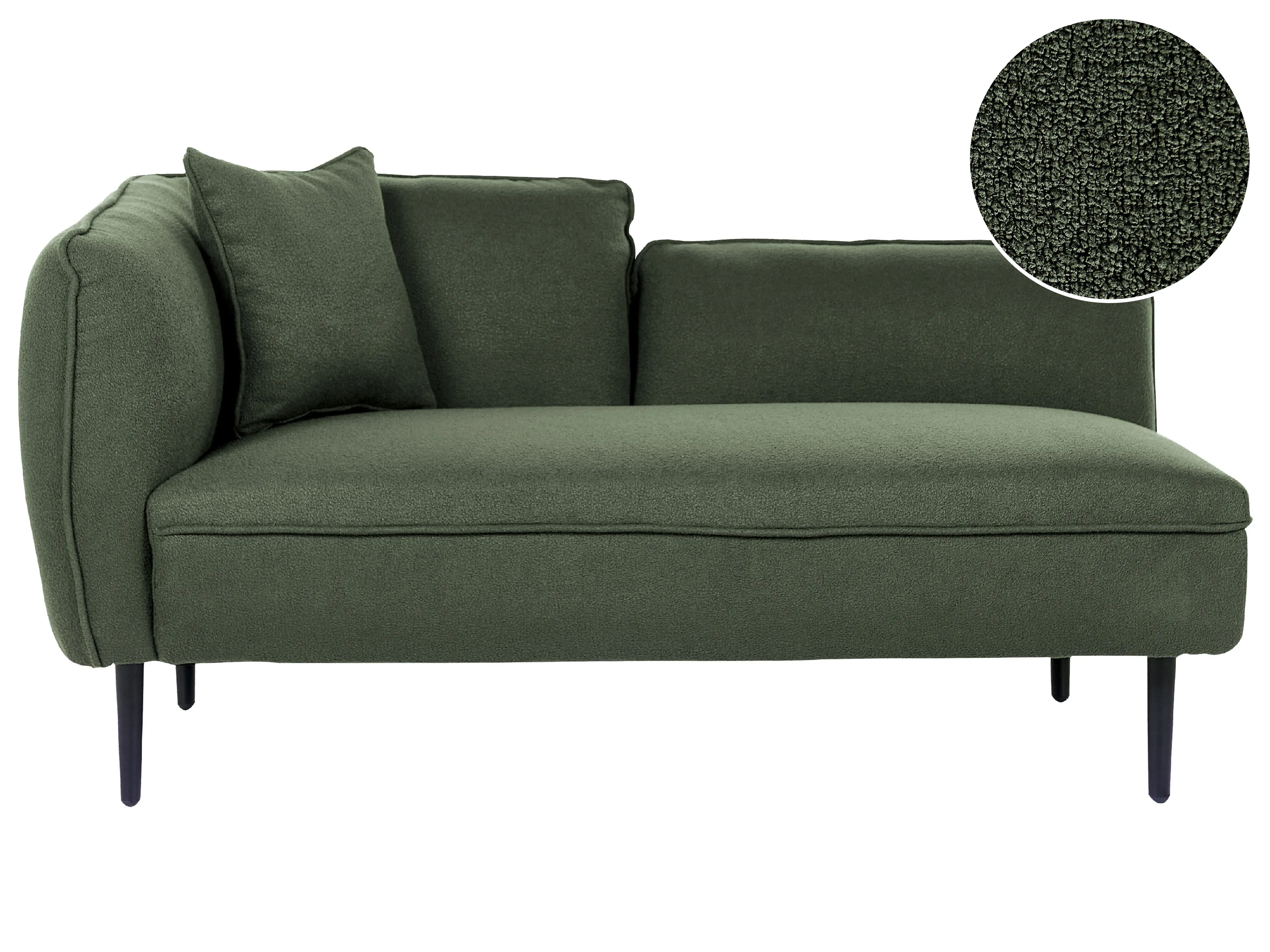 Left-Hand Chaise Longue CHEVANNES Boucle Dark Green