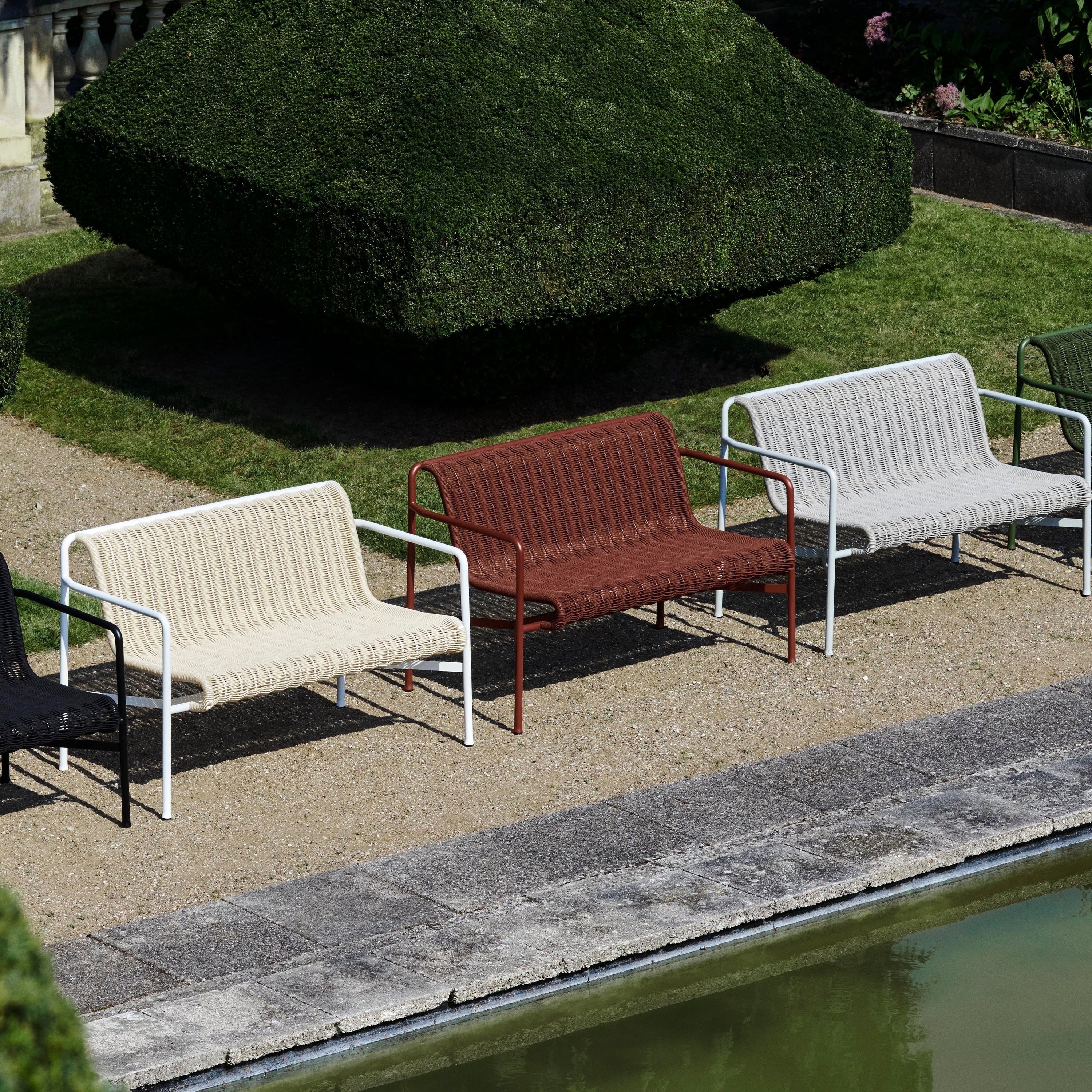 HAY Palissade Cord Tuinbank 2,5-zits met Armleuning - Lichtgrijs