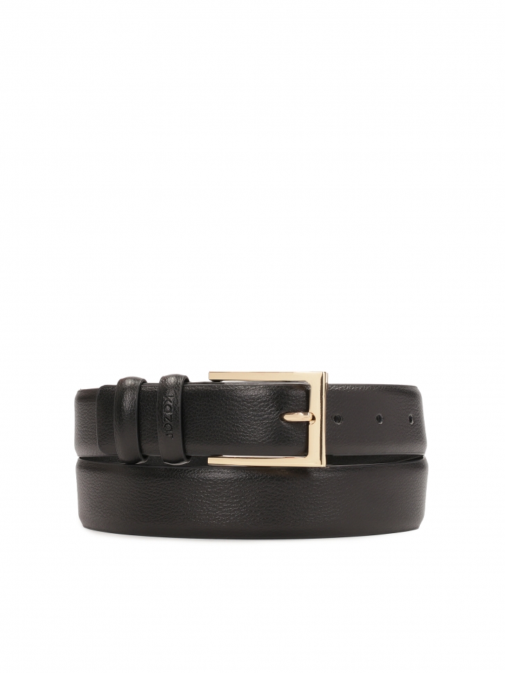 Classic narrow dress belt with gold buckle