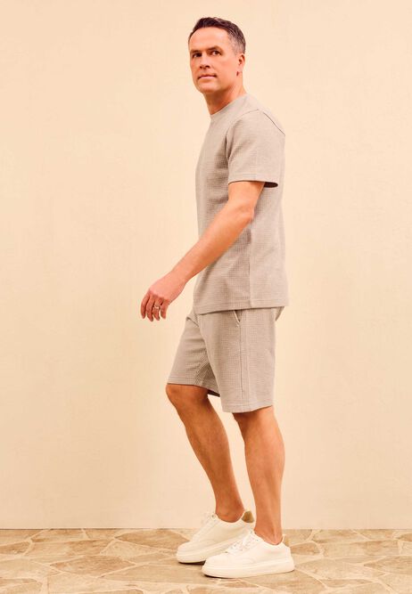 Mens Brown Waffle Texture Drawstring Shorts