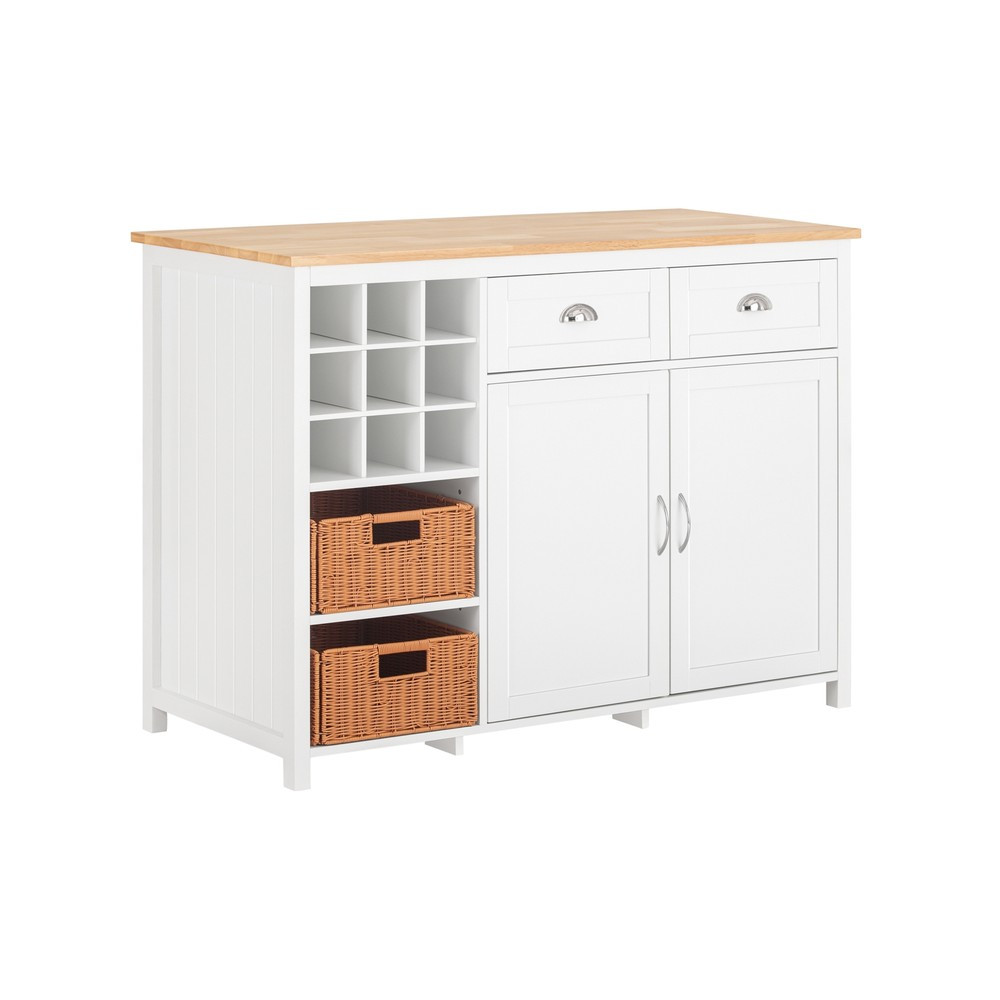 SoBuy Wyspa kuchenna z dwoma koszami Biały 120x60x90cm Nowoczesny KNL05-W