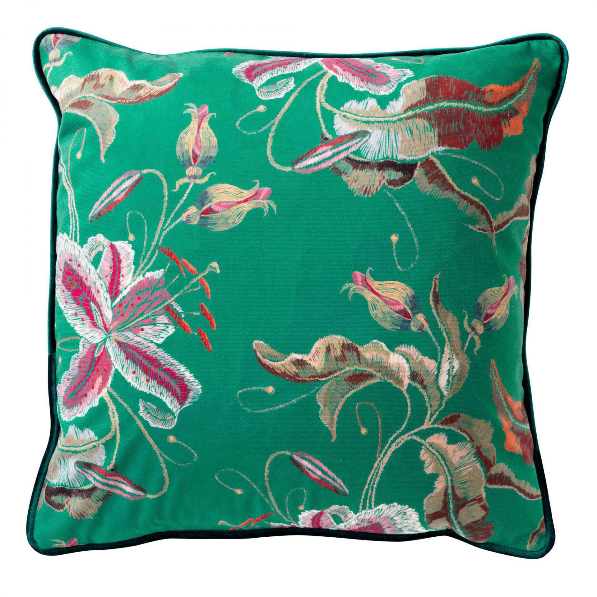 - Coussin - vert doux 45x45 cm avec motif fleuri