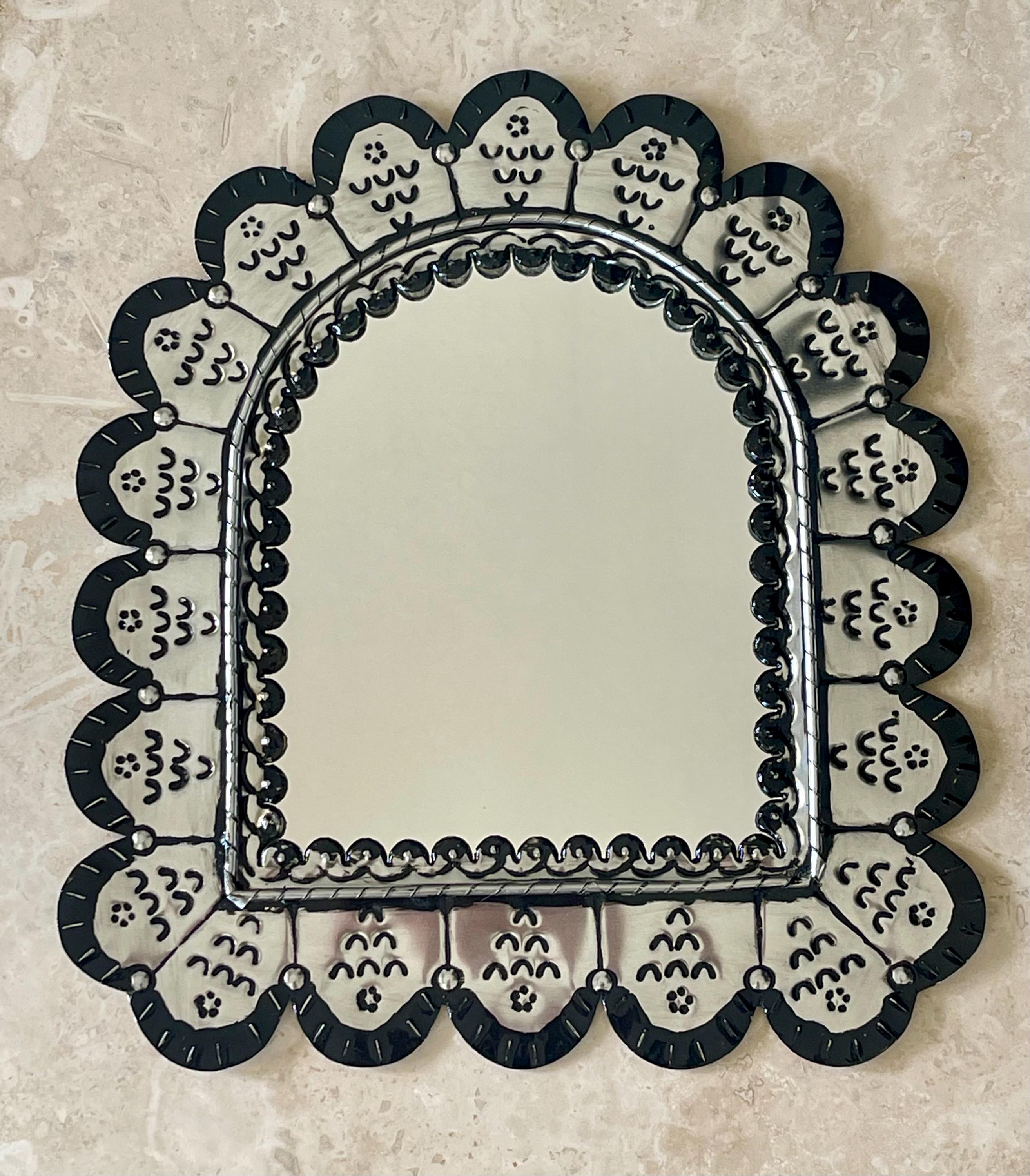 Wall Mirror. Tin Punched Handmade Arch mirror. Home Decor.