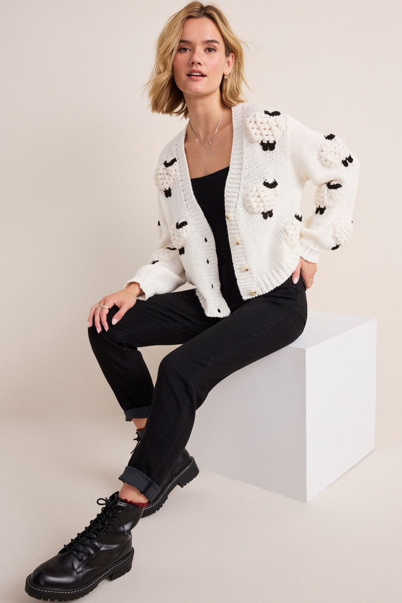Sheep Button Front Cardigan