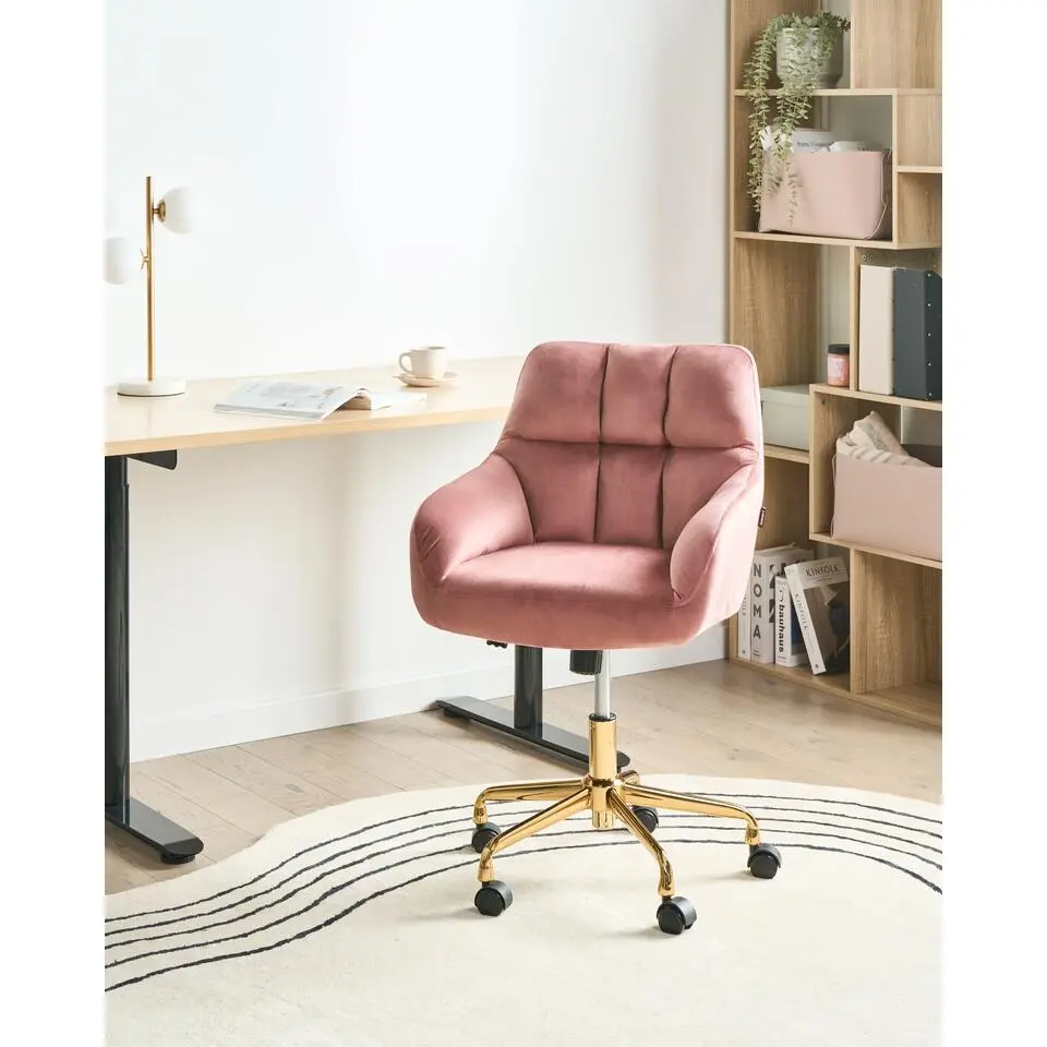 PALMDALE - Bureaustoel - Roze - Fluweel