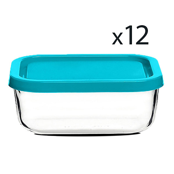 Lot de 12 boîte de conservation rectangulaire avec couvercle hermétique, frigoverre en verre - Longueur 10 x P 7 x Hauteur 5 cm