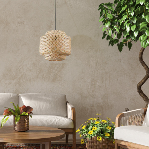 Lampa wisząca jasny brązowo-czarna BERTA 1xE27x20W wym: 130x40x40 cm Polux