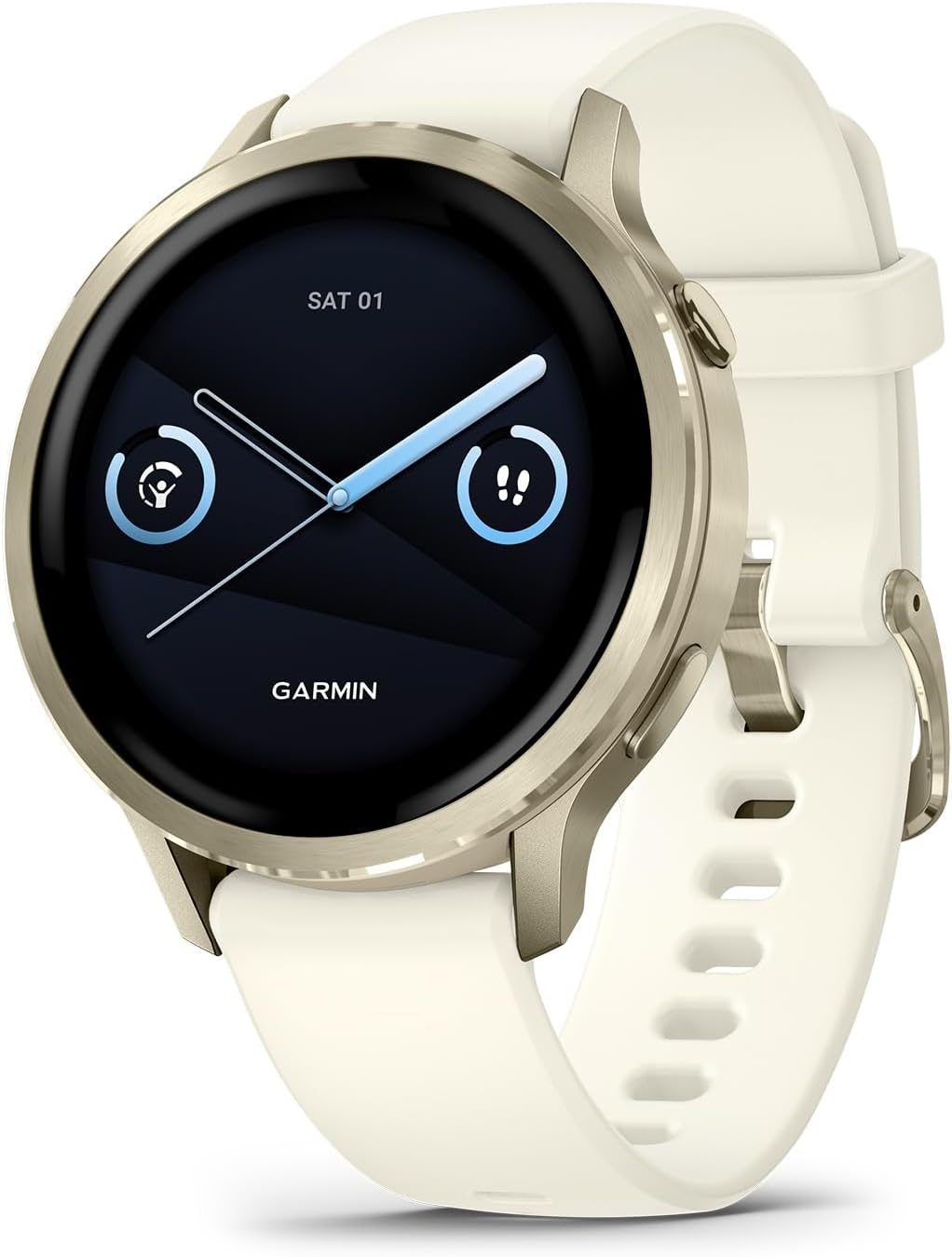 Garmin Venu 4  41mm  Advanced Fitness Tracker GPS Smartwatch  1.2 AMOLED Display  Built-in Flashlight  10 Days of Battery Life  Lunar Gold with Bone Silicone Band (Watch Bundle)
